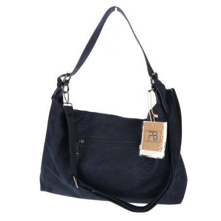 Torebka damska worek shopper listonoszka zamszowa na ramię PB4740 Granatowa