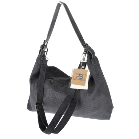 Torebka damska worek shopper listonoszka zamszowa na ramię PB4740 Szara
