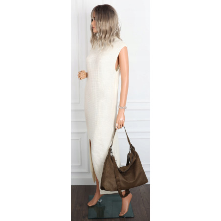 Torebka damska worek shopper listonoszka zamszowa na ramię PB4740 Zielona