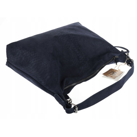 Torebka damska worek shopper listonoszka zamszowa na ramię PB4740 Granatowa