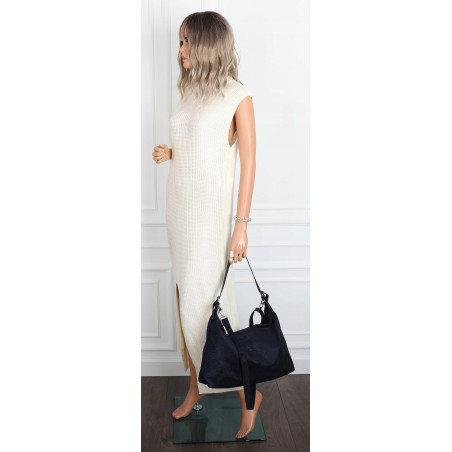 Torebka damska worek shopper listonoszka zamszowa na ramię PB4740 Granatowa