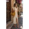 Torebka damska shopper listonoszka zamszowa na ramię PB4740 Musztardowa