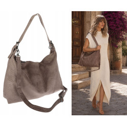Torebka damska worek shopper listonoszka zamszowa torba PB4740 Mud Beżowa