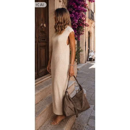 Torebka damska worek shopper listonoszka zamszowa torba PB4740 Mud Beżowa