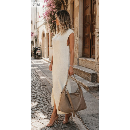 Torebka damska worek shopper listonoszka zamszowa na ramię PB4740 Beżowa