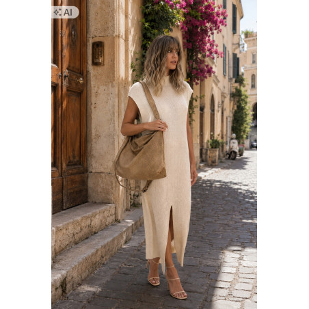 Torebka damska worek shopper listonoszka zamszowa na ramię PB4740 Beżowa