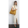 Torebka damska shopper listonoszka zamszowa na ramię PB4740 Musztardowa