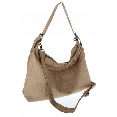 Torebka damska worek shopper listonoszka zamszowa na ramię PB4740 Beżowa