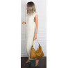 Torebka damska shopper listonoszka zamszowa na ramię PB4740 Musztardowa