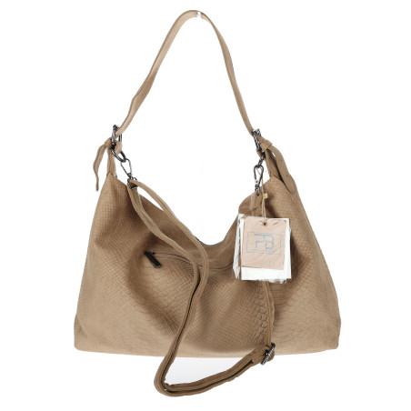 Torebka damska worek shopper listonoszka zamszowa na ramię PB4740 Beżowa