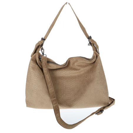 Torebka damska worek shopper listonoszka zamszowa na ramię PB4740 Beżowa