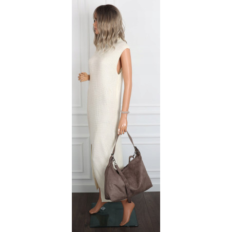 Torebka damska worek shopper listonoszka zamszowa torba PB4740 Mud Beżowa