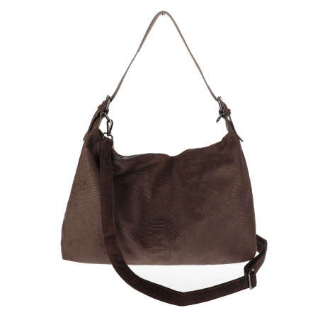Torebka damska shopper listonoszka zamszowa na ramię PB4740 Czekoladowa