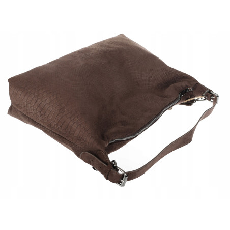Torebka damska shopper listonoszka zamszowa na ramię PB4740 Czekoladowa