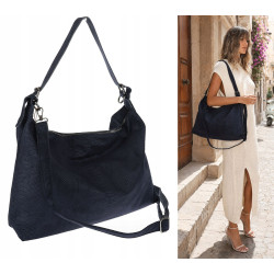 Torebka damska worek shopper listonoszka zamszowa na ramię PB4740 Granatowa