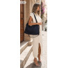 Torebka damska worek shopper listonoszka zamszowa na ramię PB4740 Granatowa