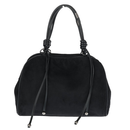 Torebka damska shopper pojemna modna zamszowa torba kuferek D715 Czarna
