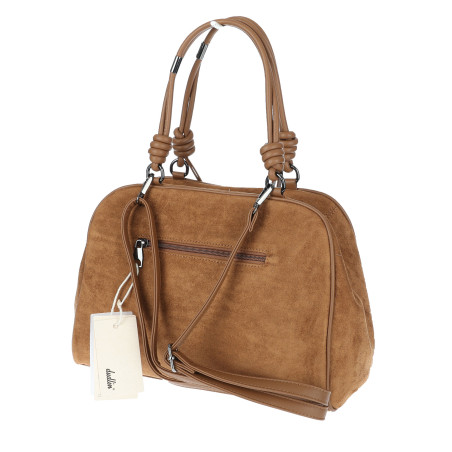 Torebka damska shopper pojemna modna zamszowa torba kuferek D715 Brązowa