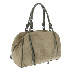 Torebka damska shopper pojemna modna zamszowa torba kuferek D715 Zielona