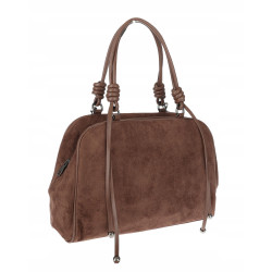 Torebka damska shopper modna zamszowa lekka torba kuferek D715 Czekoladowa