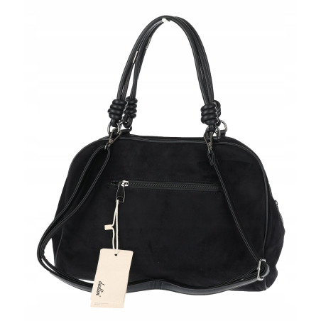 Torebka damska shopper pojemna modna zamszowa torba kuferek D715 Czarna