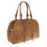 Torebka damska shopper pojemna modna zamszowa torba kuferek D715 Brązowa