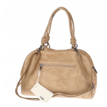 Torebka damska shopper pojemna modna zamszowa torba kuferek D715 Beżowa