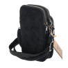 Torebka damska Listonoszka Rowerówka Zamszowa 3 Komory Pasek W040 Czarna