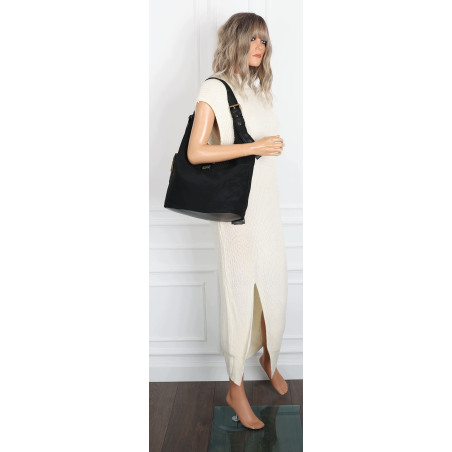 Torebka damska shopper pojemna modna do pracy torba worek CC803 Czarna