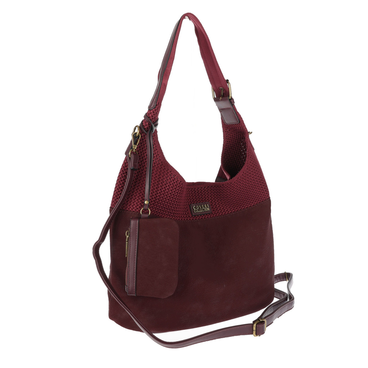 Torebka damska shopper pojemna modna do pracy torba worek CC803 Bordowa