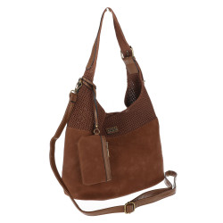 Torebka damska shopper pojemna modna do pracy torba worek CC803 Brązowa