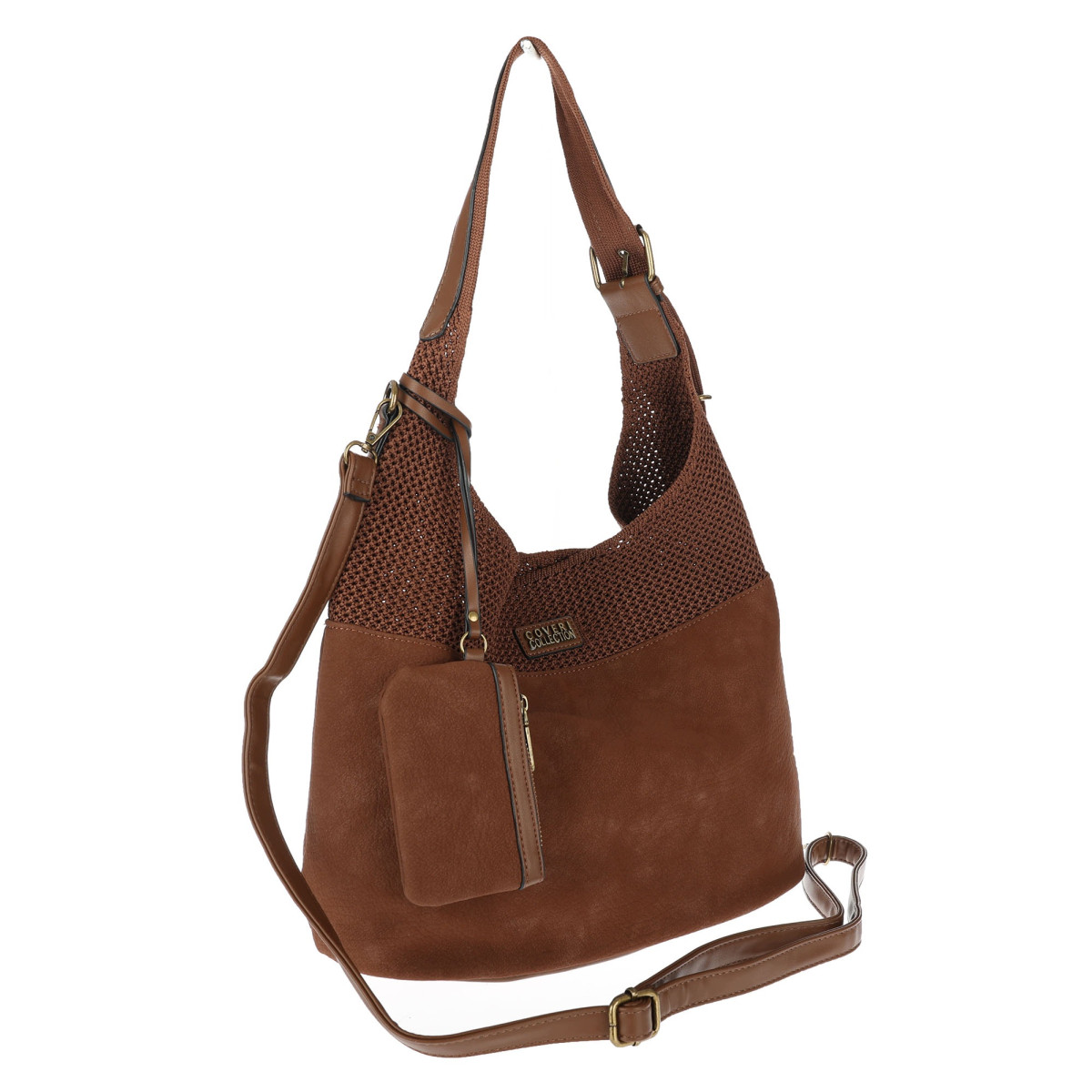 Torebka damska shopper pojemna modna do pracy torba worek CC803 Brązowa