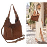 Torebka damska shopper pojemna modna do pracy torba worek CC803 Brązowa