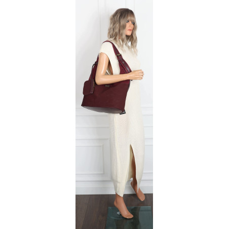 Torebka damska shopper pojemna modna do pracy torba worek CC803 Bordowa
