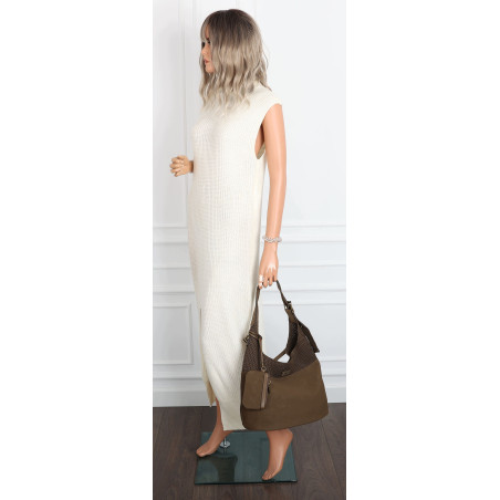 Torebka damska shopper pojemna modna do pracy torba worek CC803 Beżowa