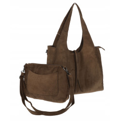 Torebka damska shopper zamszowa modna do pracy torba worek L140 Zielona