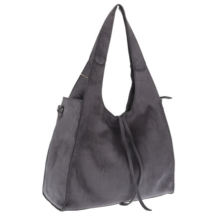 Torebka damska shopper zamszowa modna do pracy modna torba worek L140 Szara