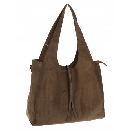 Torebka damska shopper zamszowa modna do pracy torba worek L140 Zielona