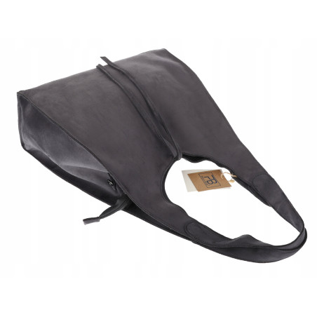 Torebka damska shopper zamszowa modna do pracy modna torba worek L140 Szara