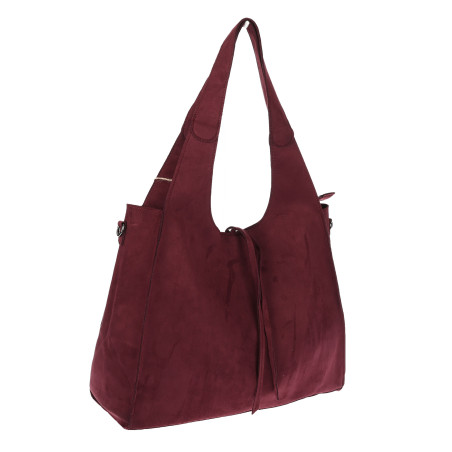 Torebka damska shopper zamszowa modna do pracy torba worek L140 Bordowa