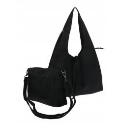 Torebka damska shopper zamszowa modna do pracy torba worek L140 Czarna