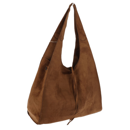 Torebka damska shopper zamszowa modna do pracy torba worek L140 Brązowa