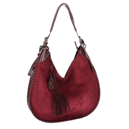 Torebka damska zamszowa shopper na ramię listonoszka worek MC789 Bordowa
