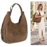 Torebka damska zamszowa shopper na ramię listonoszka worek SR69S Khaki