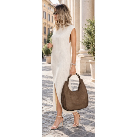 Torebka damska zamszowa shopper na ramię listonoszka worek SR69S Khaki