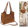 Torebka damska shopper pojemna zamszowa modna torba na ramię CC062 Brązowa