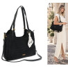 Torebka damska shopper pojemna zamszowa modna torba na ramię CC062 Czarna