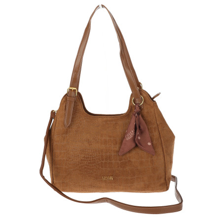 Torebka damska shopper pojemna zamszowa modna torba na ramię CC062 Brązowa
