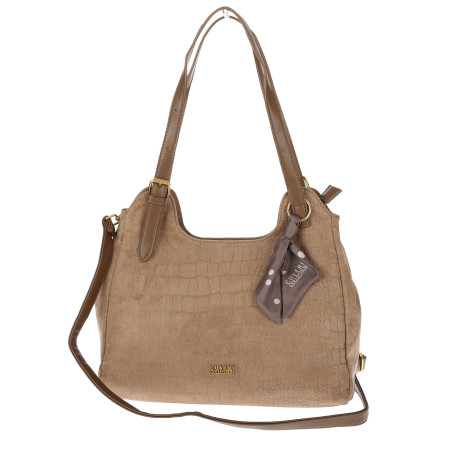 Torebka damska shopper pojemna zamszowa modna torba na ramię CC062 Beżowa