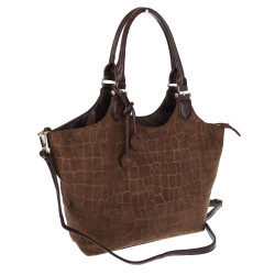 Torebka damska shopper pojemna zamszowa modna torba worek CC09 Czekoladowa